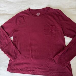 J Crew XL crew neck long sleeve cotton tee shirt in maroon.
